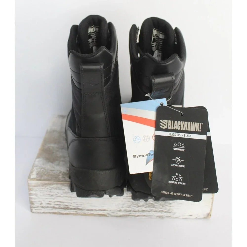 BLACKHAWK! Combat Boots‎ Men's Size 5 Black Ops Leather Waterproof Cushioned - Picture 3 of 16